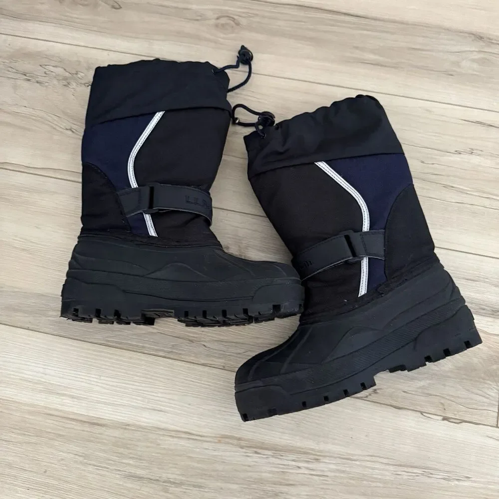 LL Bean Northwoods Kids Winter Snow Boots Graphite Black Size 3